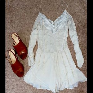 Urban Outfitters open shoulder crochet romper